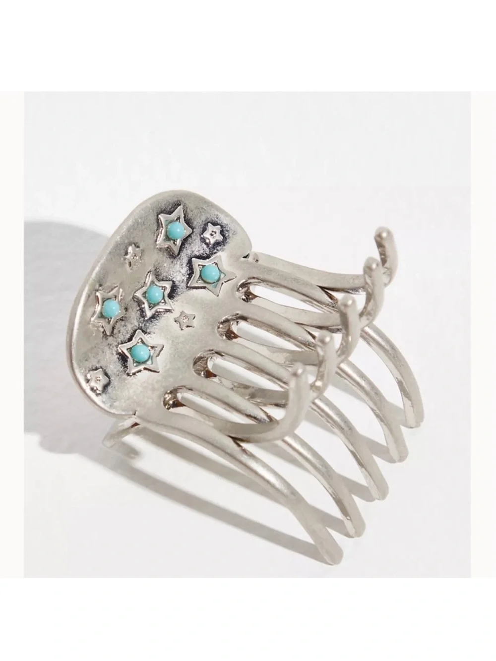 Free People Silver Hair glow with Turquoise Star Accents